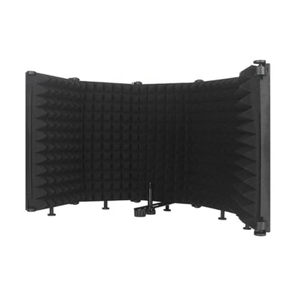 Portable Microphone Isolation, Adjustable Angle Sound Absorbing Panel with High Density Sponge for Vocal Recording and Noise Reduction (5 panel) - size: 5 panel