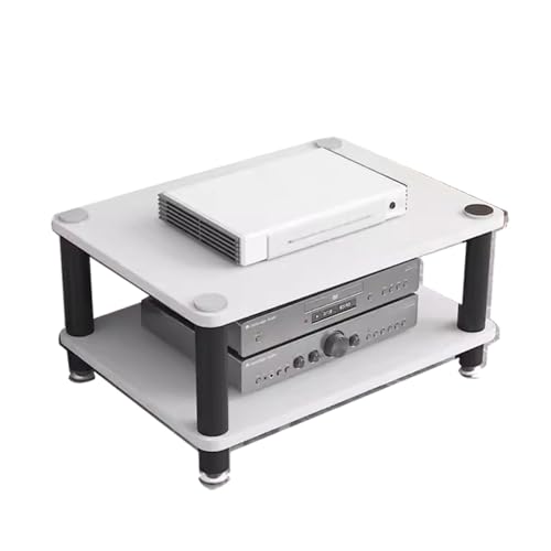 Media Storage Cabinet Rack Audio Tower, Modern Audio-Video Media Stand, 1/2/3/4-Tier Media Cabinet, Wood Stereo Cabinet(White,2 Tier) - color: White, size: 2 Tier