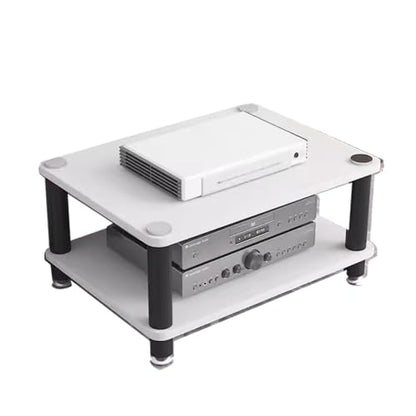 Media Storage Cabinet Rack Audio Tower, Modern Audio-Video Media Stand, 1/2/3/4-Tier Media Cabinet, Wood Stereo Cabinet(White,2 Tier) - color: White, size: 2 Tier