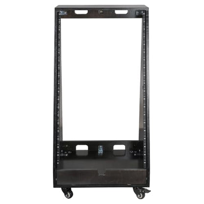 Sound Town DIY 20U Slanted Studio Rack with 2U Lower Storage, Casters, for Home Studio and Recording Room, Baltic Birch Plywood, Black Espresso (SDRK-20TD) - size: 20U,Black Espresso