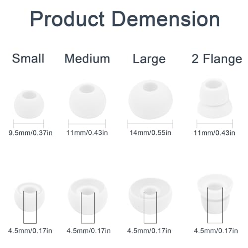 Replacement Eartips Compatible with Powerbeats 3 Powerbeats 2/1, 4 Pairs Replacement Earbuds Silicone Ear Tips Eargels Set - Small, Medium, Large and Double Flange (White) - color: white
