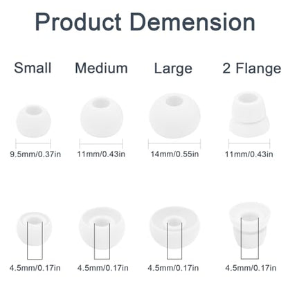 Replacement Eartips Compatible with Powerbeats 3 Powerbeats 2/1, 4 Pairs Replacement Earbuds Silicone Ear Tips Eargels Set - Small, Medium, Large and Double Flange (White) - color: white