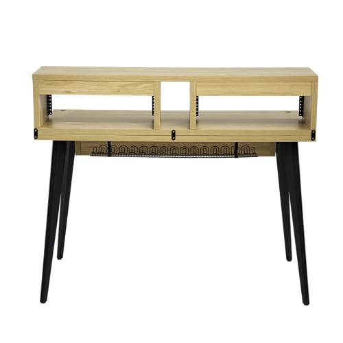 Gator Frameworks Elite Series Studio Desk Workstation with (8U) Adjustable Rack Shelves and Sliding Keyboard Tray; Natural Maple Finish (GFW-ELITEDESK-MPL) - color: Natural Maple, style: Main Desk