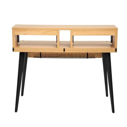 Gator Frameworks Elite Series Studio Desk Workstation with (8U) Adjustable Rack Shelves and Sliding Keyboard Tray; Natural Maple Finish (GFW-ELITEDESK-MPL) - color: Natural Maple, style: Main Desk