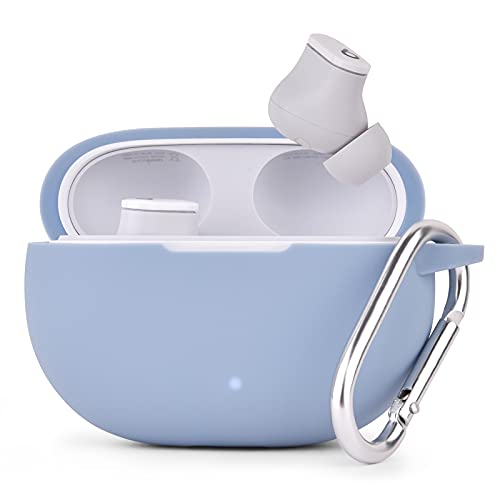AIRSPO Silicone Case Compatible with Beats Studio Buds Case 2021 Soft Protective Cover for Beats Wireless Earbuds with Keychain (Grayish Blue) - color: Grayish Blue
