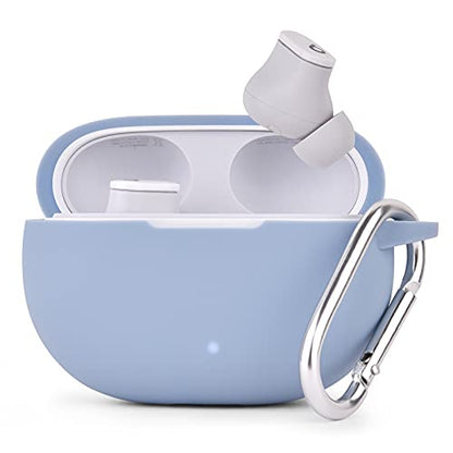 AIRSPO Silicone Case Compatible with Beats Studio Buds Case 2021 Soft Protective Cover for Beats Wireless Earbuds with Keychain (Grayish Blue) - color: Grayish Blue