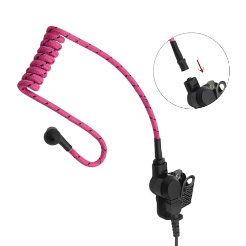 Replacement Braided Nylon Surveillance Acoustic Coil Tube for Radio Earpiece Moisture Resistant Fiber Mesh Colorful Accessories (Rosered-2) - color: RoseRed-2