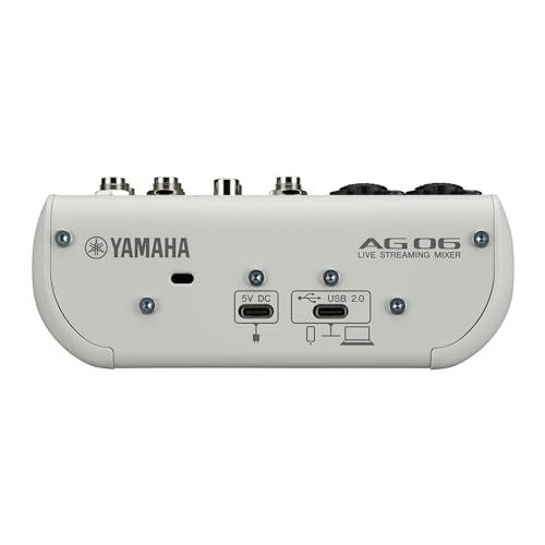 Yamaha AG06MK2 White 6-Channel USB-C Audio Interface & Live Streaming Mixer | with LOOPBACK, DSP Effects, Cubase AI And WaveLab Cast - color: White, style: AG06 MK2