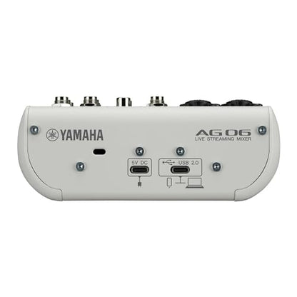 Yamaha AG06MK2 White 6-Channel USB-C Audio Interface & Live Streaming Mixer | with LOOPBACK, DSP Effects, Cubase AI And WaveLab Cast - color: White, style: AG06 MK2