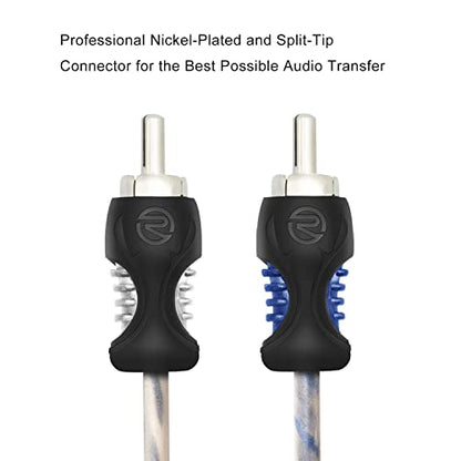 RECOIL RCI220 20ft 2-Channel RCA Audio Cable Twisted Pair Noise Reduction | 100% Oxygen Free Copper - style: 20ft 2-Channel RCA