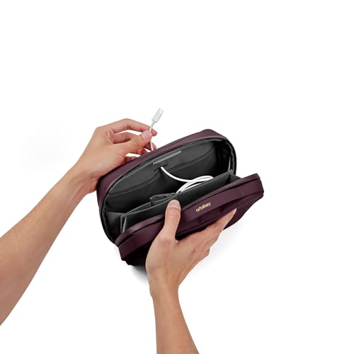 Orbitkey 2-in-1 Tech Accessory Pouch - Plum | Detachable Slim Sleeve | Organizes Cables & Chargers | Water-Resistant Fabric | Travel Ready - color: Plum