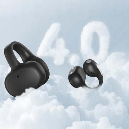 Clip On Earbuds, Open Ear Bluetooth 6.0 Wireless Headphones with Touch Control, Lightweight Ear Clip Design, Glasses Friendly Sports Earbuds for Running, Work & Travel, IPX6 Waterproof Black - color: Black