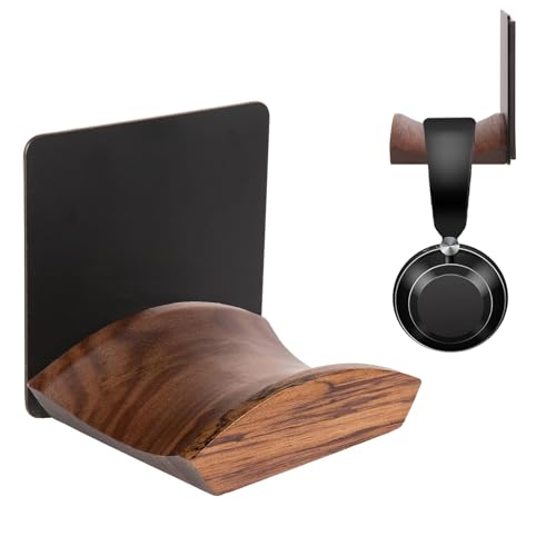 Magnetic Headphone Holder Desk Headset Holder for Monitor Headphone Hanger Under Desk Headphone Mount Stand Walnut Wood