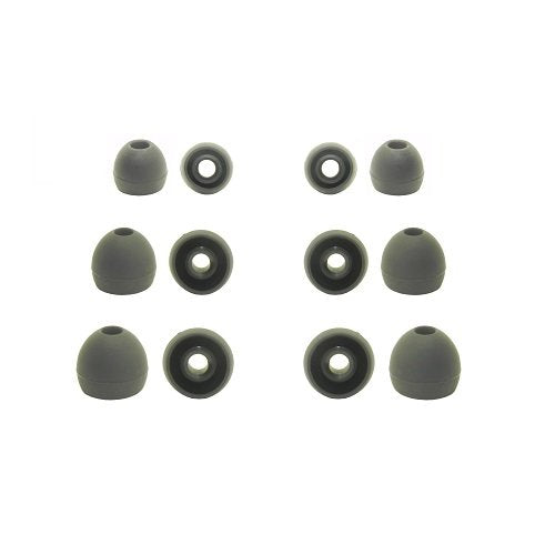 6 Pr Black Ear Tips Size Assortment Replacement Ear Tips for in Ear Earbud Earphones - size: 2 pair S, 2 Pair M, 2 Pair L