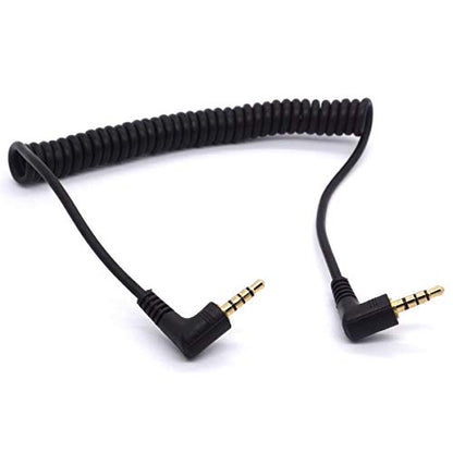 Coiled AUX Cable 3.5mm Audio Cable (- 1.5m/5Feet) | Plug Spring 4-Conductor Aux Stereo Extension Cord for Headphones iPad, iPhone, iPod, Mp3, Mp4, Tablets, Car, Echo Dot