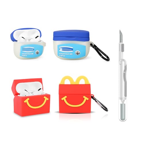 (2Pack+Cleaner Pen) XMBYGY Case for Apple AirPods Pro 2nd/1st Generation Wireless Earbuds with Cleaning Pen Kit, Silicone Cute Charging Case Shockproof Protective Cover for AirPods Pro 1/2 (FSL+M) - color: FSL+M