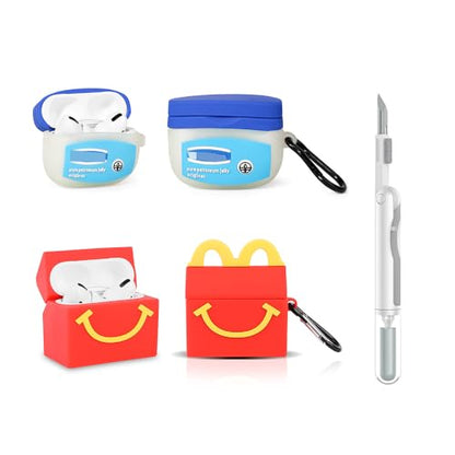 (2Pack+Cleaner Pen) XMBYGY Case for Apple AirPods Pro 2nd/1st Generation Wireless Earbuds with Cleaning Pen Kit, Silicone Cute Charging Case Shockproof Protective Cover for AirPods Pro 1/2 (FSL+M) - color: FSL+M