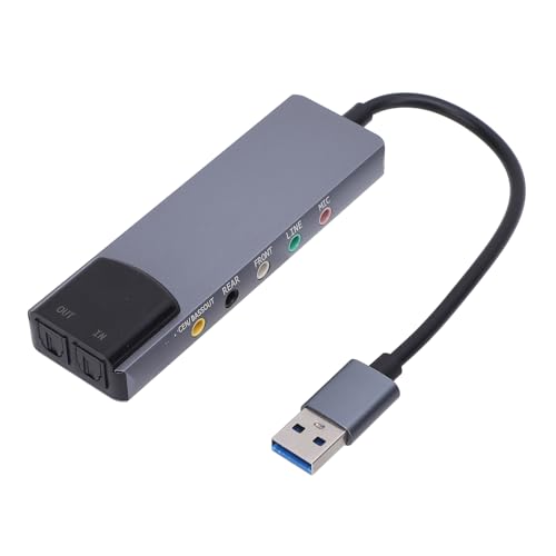 GOWENIC External Sound Card, USB Sound Card Adapter with CM6206LX Noise Reduction Chip for Win 98 ME 2000 7 8 Vista, 5.1 7.1 Channel Optical Input Output Digital Recording