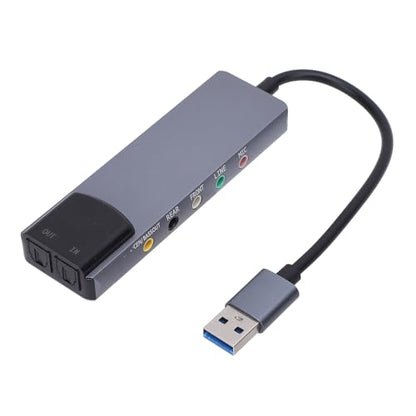 Fabater External USB Sound Card, 5.1 7.1 Channel Support Smart Noise Reduction 5. Channel External Sound Card, USB for Gaming with Optical Input Output for PC Laptop Home
