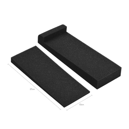 LiebeWH Acoustic Isolation Foam Shockproof High Density Speaker Pads, Black Sloped Monitor Pads for Stable Sound Output, 27x10cm for Home and Professional Studios (27 X 10cm) - size: 27 X 10cm