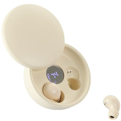 Mini Invisible Bluetooth Earbuds, Wireless for Small Ears (Beige) - color: Beige