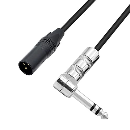 1/4 to XLR Cable 90 Degree Right Angle 6.35 mm TRS Male Plug to XLR Male Plug Audio Stereo Microphone Cable for Speakers, Stage, DJ and More（50cm）