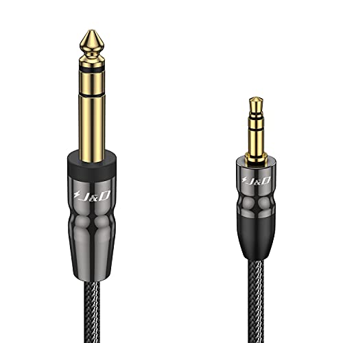 J&D 3.5mm to 6.35mm Stereo Audio Cable, 3.5 mm 1/8 inch Male TRS to 6.35 mm 1/4 inch Male TRS with Copper Shell Joint Nylon Braided Cable Compatible for iPhone, Amplifiers, 3 Feet - color: 3 Feet(0.9 Meter)