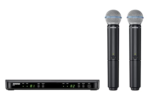 Shure BLX288/B58 Dual-Channel Wireless Audio System H11 Band (572–596 MHz) – BLX88 Receiver, (2) BLX2 Transmitters with Beta 58A Mic, Up to 14 Hr Battery, 300 ft Range | BLX88 Receiver, (2) BLX2 Transmitters with Beta 58A Mic, Up to 14 Hr Battery, 300 ft
