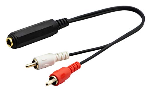 6.35mm to 2 RCA Y Splitter Cable, Gold-Plated 6.35mm (1/4 inch) TRS Female to 2 (Dual) RCA Male Stereo Audio Y Splitter Extension Adapter Cable (12Inch/30CM) - color: White