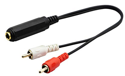 6.35mm to 2 RCA Y Splitter Cable, Gold-Plated 6.35mm (1/4 inch) TRS Female to 2 (Dual) RCA Male Stereo Audio Y Splitter Extension Adapter Cable (12Inch/30CM) - color: White