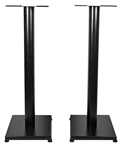 Rockville RS29B 29" Black Bookshelf Speaker/Studio Monitor Stands, Pair | Black, 60 Lb Load Capacity, EVA Isolation Pads, Cable Management, Powder Coated, Brass Spikes, Rubber Feet, 9" x 9" Top - color: Black
