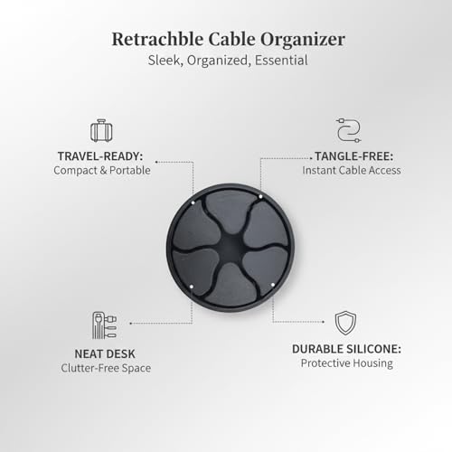Retractable Cable Winder, Silicone Cord Reel for Travel & Desk Organization, Compact Storage for Charging Cables and Earphones