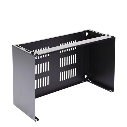 AEONS 4U Wall Mount Reinforced Bracket Network Rack Low Profile Vertical & Horizontal Mounting 19" Patch Panel Bracket for Shallow Server Switch IT Studio Equipment, Vented Top Shelf, Black - style: 4U-HV