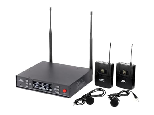 Monoprice UHF Dual Lavalier Wireless Microphones System - 200-Channel, For Church Services, Business Meetings, or Karaoke Singing - Stage Right Series