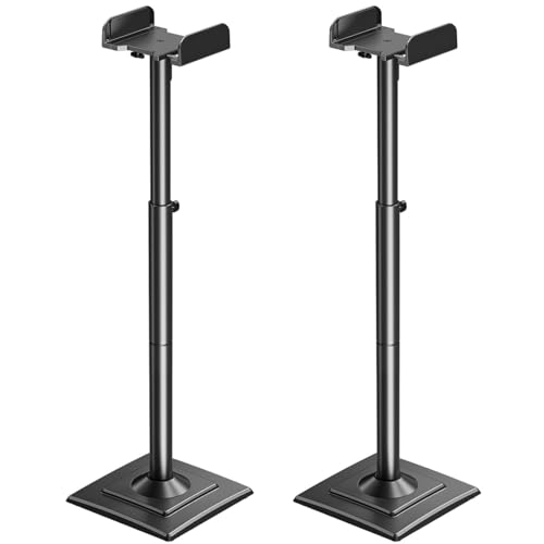 Speaker Stands Pair, 34"-43.3" Height Adjustable, Max 11 lbs, Cable Conceal | Speaker Stand for Surround Sound, Sturdy Spring-Loaded Floor Standing for Satellite Rear Bookshelf Speaker - size: Height 34"-43.3"