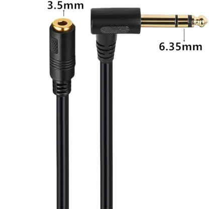 Seadream 3.5mm Female to 6.35mm Angle Male Audio Adapter Cable, Right Angle 1/4 Inch TRS to 3.5mm Adapter Cord Gold-Plated Connectors 30cm