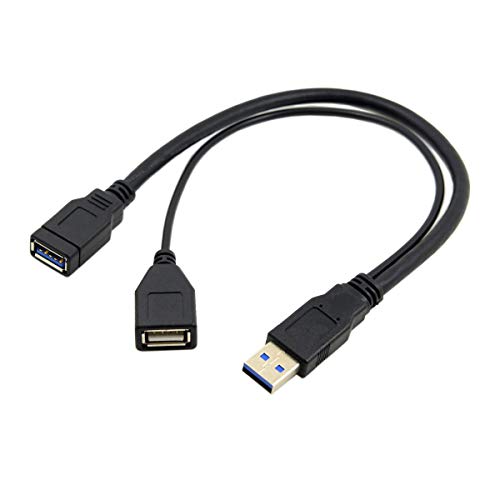 chenyang USB 3.0 Splitter Y Cable USB 1 Male to 2 Female Extra Power Data Extension Cable for 2.5" Mobile Hard Disk - color: 1 Male to 2 Female