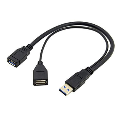 chenyang USB 3.0 Splitter Y Cable USB 1 Male to 2 Female Extra Power Data Extension Cable for 2.5" Mobile Hard Disk - color: 1 Male to 2 Female