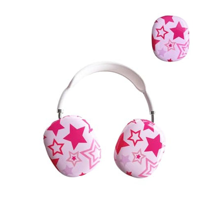 Case Compatible with AirPods Max Headphones, Soft TPU Cute Pink Star Pattern Anti-Scratch Protective Ear Cup Covers Headphone Cases for Woman Kids - color: pink stars