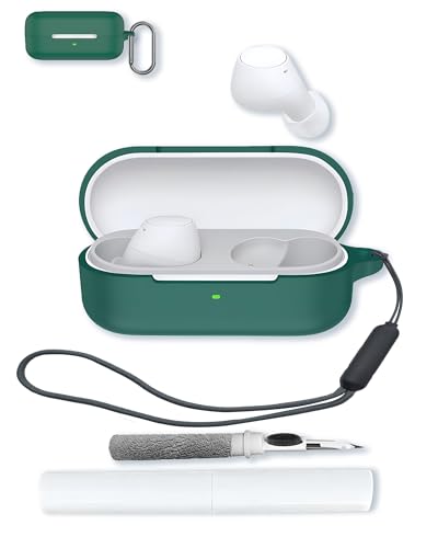 Case for Sony WF C510 Truly Wireless in-Ear Bluetooth Earbud,Soft Protective,Shockproof, BOVUGAC Silicone Case Cover with Keychain & Cleaning Kit & Lanyard-Green - color: Green