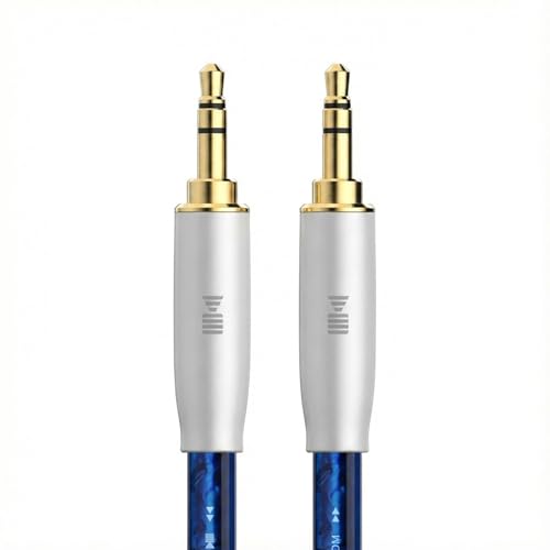 3.5mm Male to Male Audio Cable, Hi-Res Lossless Sound Aux Cord with Silver-Plated OCC Process Single Crystal Copper, Compatible with Car Stereo, Headphones, Amplifier, Home Theater, DAC, Blue - size: 6.5FT/2.0M