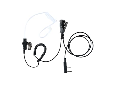 Tansparent Acoustic Tube Earpiece - with PTT and Mic for Two Way Radio,2-Wire Mushroom-Sharp Surveillance Kit Headset,Flexible Stretch Cable Compatible with Kenwood Walkie Talkie