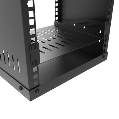 1U Cantilever Rack Mount Shelf for 10" Server Rack, 2 PCS | Metal 8" Deep Mini Vented Tray for 10 inches Width Network Equipment Cabinet or Rack, Black ( 1U10IN-RackS-8IN)