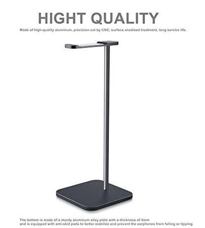 Headphone Stand for Desk, Aluminum Headset Stand (Black) | Headphone Stand for Desk with Heavy Base & Anti-Slip Pad Compatible All Headphones - color: Black