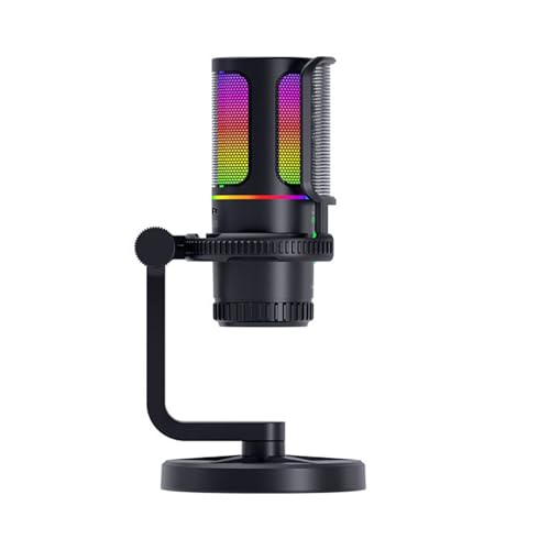 Docooler USB Condenser Dynamic Microphone with ENC Noise Reduction Quick Mute RGB Lighting Volume Gaming Microphone Control for Laptop Desktop PC Gaming Live Streaming Recording