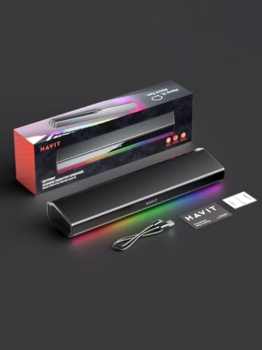 havit Computer Speakers for Desktop PC, Bluetooth 5.3 Pc Soundbar with Dynamic LED Light, HiFi Stereo, Poratble Bluetooth Speaker, Gaming Speakers for PC, Laptop,Tablet