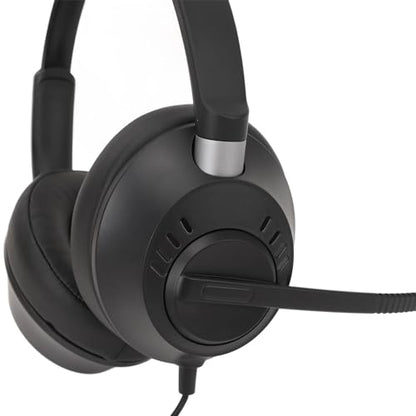Phone Headset, Dual Ear Call Center Headset with Microphone, Noise Canceling, USB to USB C Adapter, for Office, PC, Laptop