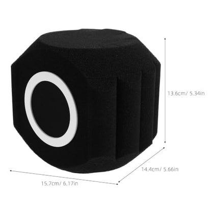 LABRIMP Professional Microphone Wind Shield Isolation Ball with Acoustic Foam for Comprehensive Noise Reduction and Allround Isolation, Black Plastic and Sponge Material, for Voiceover