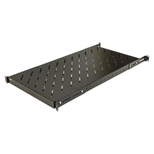 Navepoint 1U 19-Inch Fixed 4-Post Rack Mount Server Shelf with Adjustable Depth from 18-42 Inch Black - size: 32" Deep