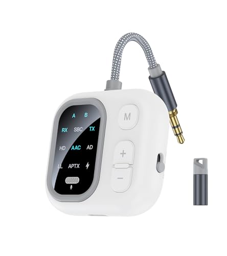 Airplane Bluetooth Adapter for Headphones AptX Low Latency | Bluetooth transmitter for TV to 2 Headphones, 3.5mm AUX Bluetooth Transmitter Receiver for Car/Home Stereo/Gym, TSNAM